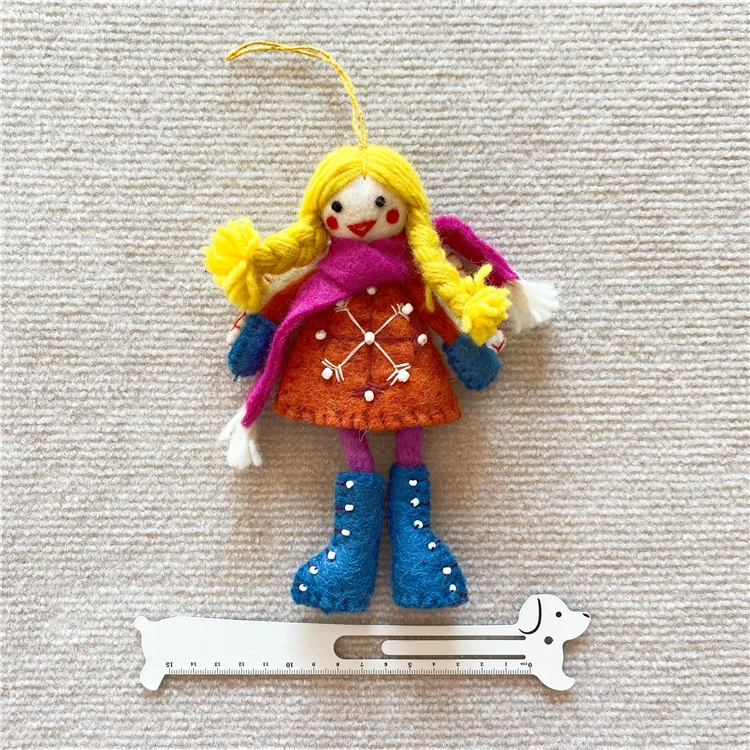 20CM Handmade Handing Wool Felt Rainbow Xmas Fairy Doll Friends for Christmas Ornaments