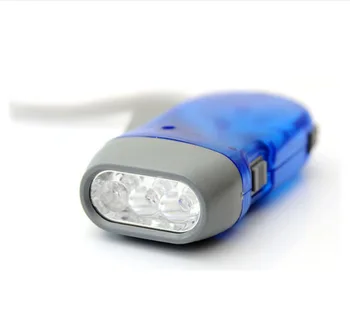 3 LED a pressione manuale dinamo manovella torcia elettrica pressa a mano manovella lampada da campeggio luce