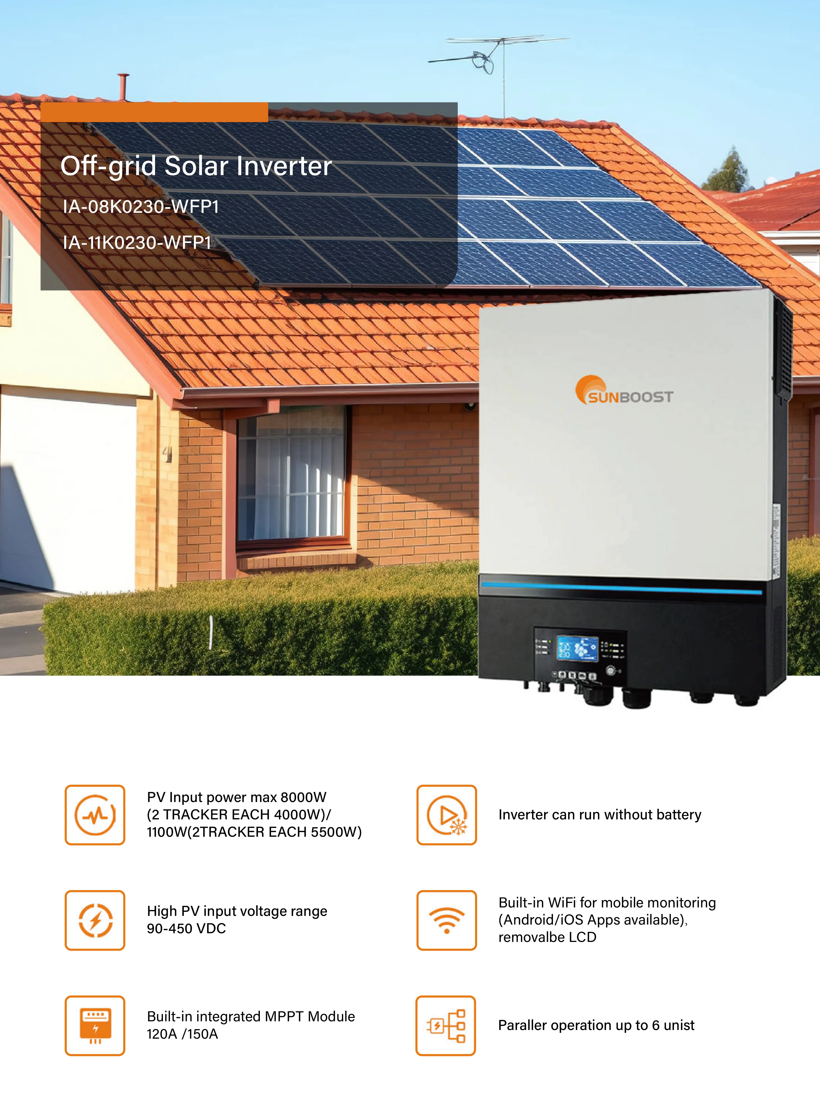 Sunboost 8kw 11kw 20kw Parallel Mppt Controller Hybrid Solar Inverters ...