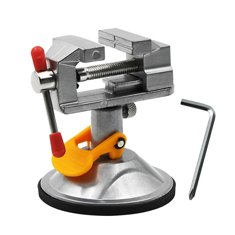 Mini Adjustable Fixed Electric Small Table Bench Vise 360 Degrees Rotatable Grinder Rotary Hand Drill Suction Cup Fixed Frame