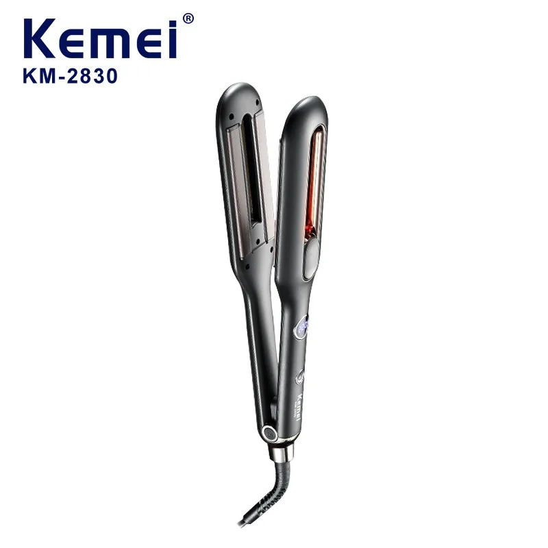 KEMEI Km-2830 مكواة فرد الشعر الاحترافية ذات العلامة الخاصة 60 وات عالية الطاقة 2 في 1 مكواة فرد الشعر المسطحة مع شاشة LCD