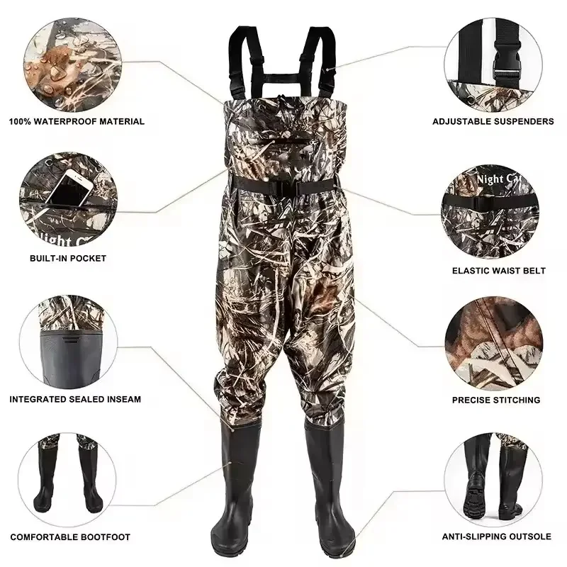 Waterproof Bootfoot Nylon Wader Waders Fly Fisherman Waders With Boots for Men
