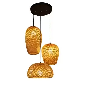 Neue Bambus-Rattan-Wellenform Pendelleuchte Hngende Deckenlampe Leuchte  Wohndekor Lampenschirm