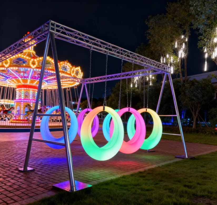 Waterproof Color Changing LED Swing with Music Lights for Outdoor Garden, Party Patio Lighting Decoration Furniture