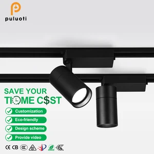 PULUOTI Highlight Black 30W 9000K Magnetic Track Spotlight Ceiling Adjustable Angle COB Spot Lights Aluminum for Jewelry Shop