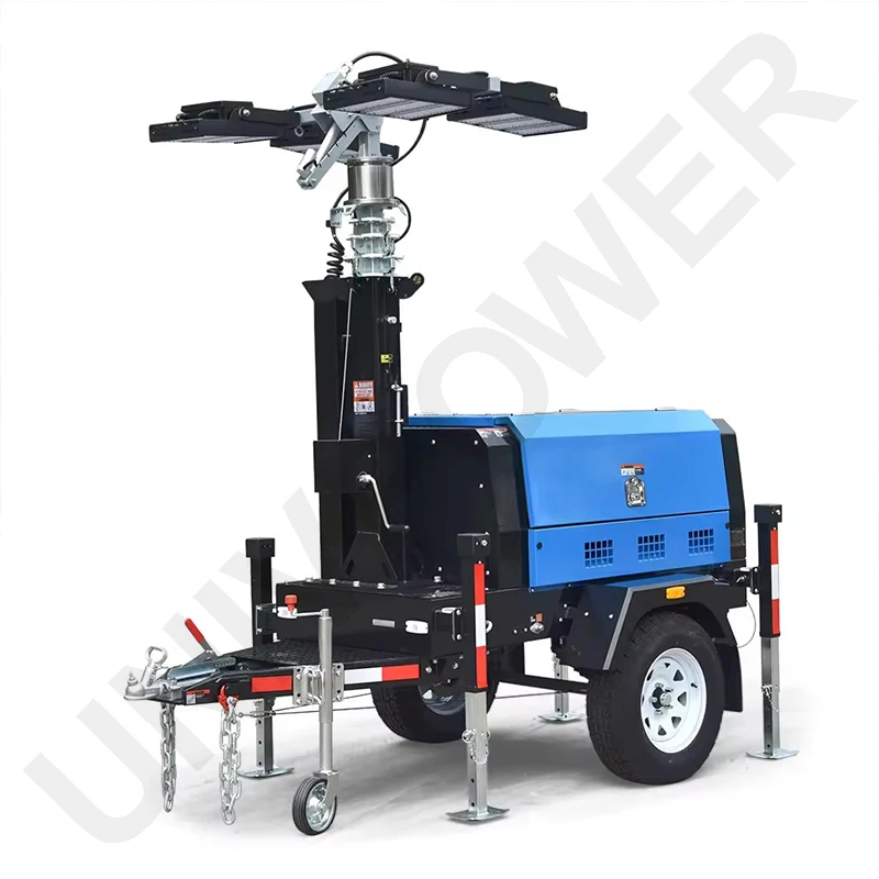 9m Mast 4x400W Towable Mobile Light Tower with 5kw Diesel Generator