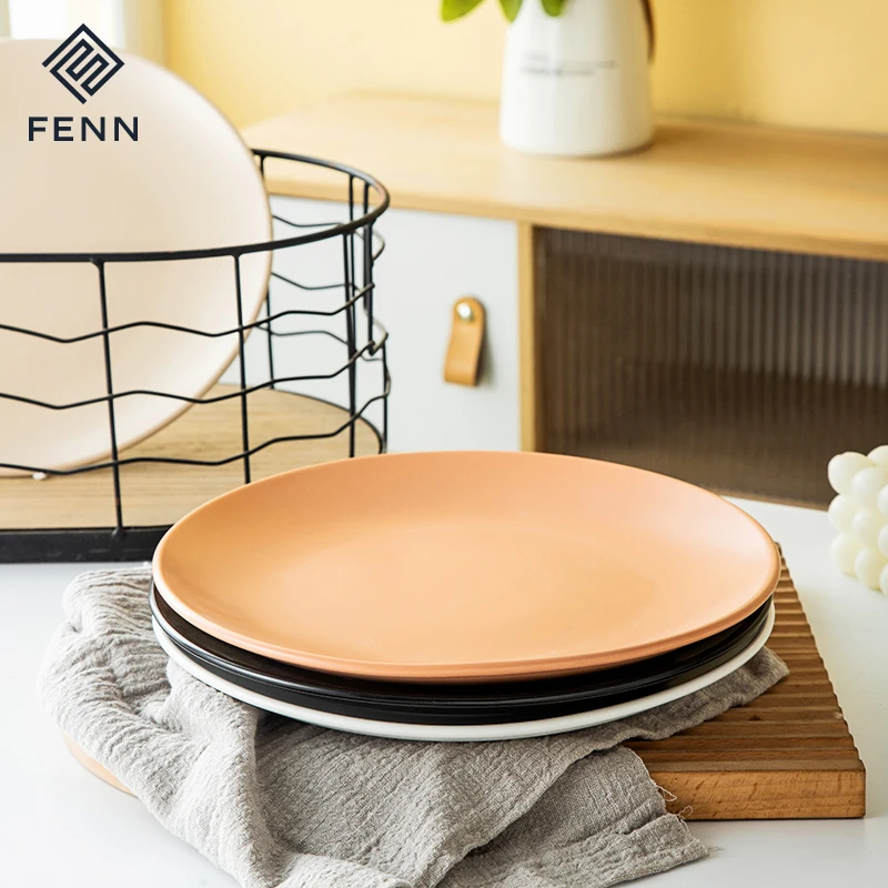 Nordic 10 inch durable dishes plate matte shallow pizza steak dinner plates dishes ceramic dinner plate for gifts