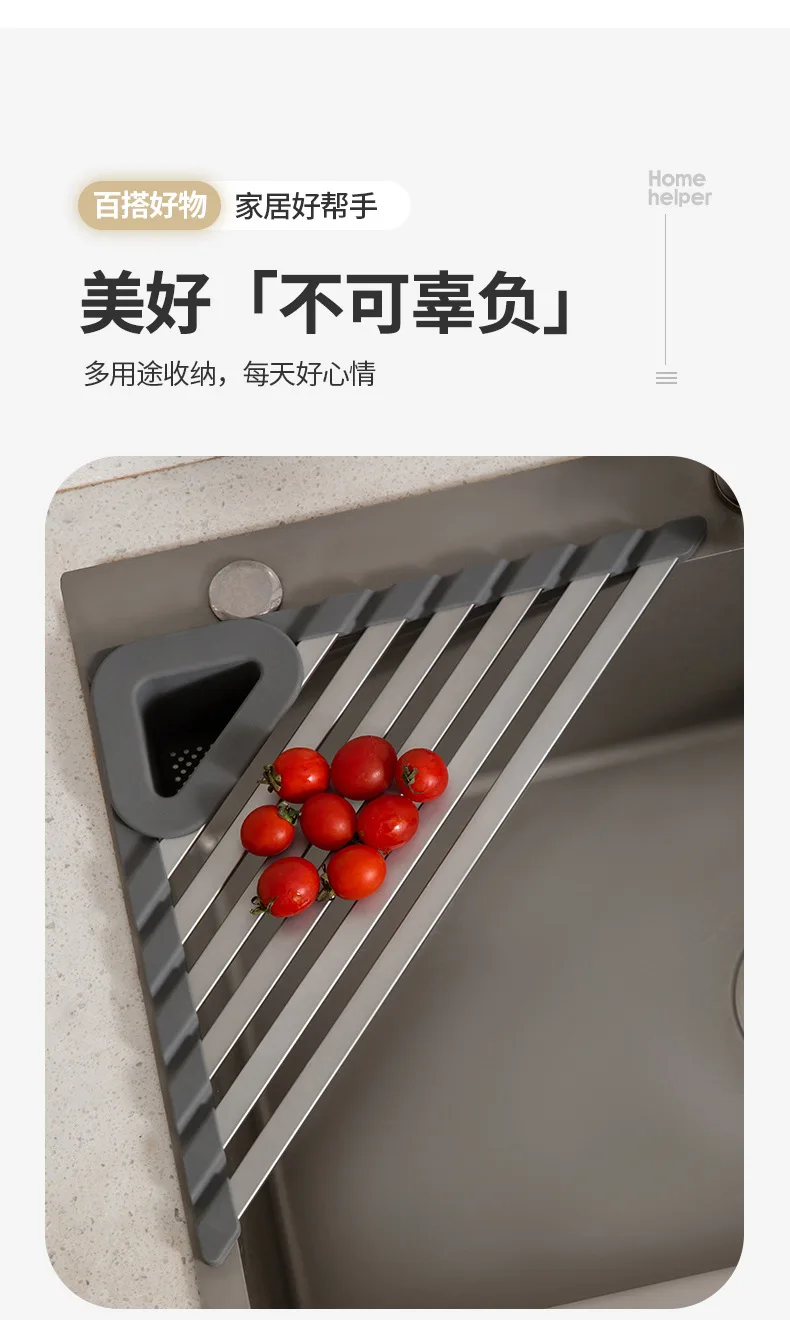 Silicone Rubber Aluminum Alloy Triangle Foldable Detachable Multifunctional Standing Single Durable Modern Kitchen Storage Stand