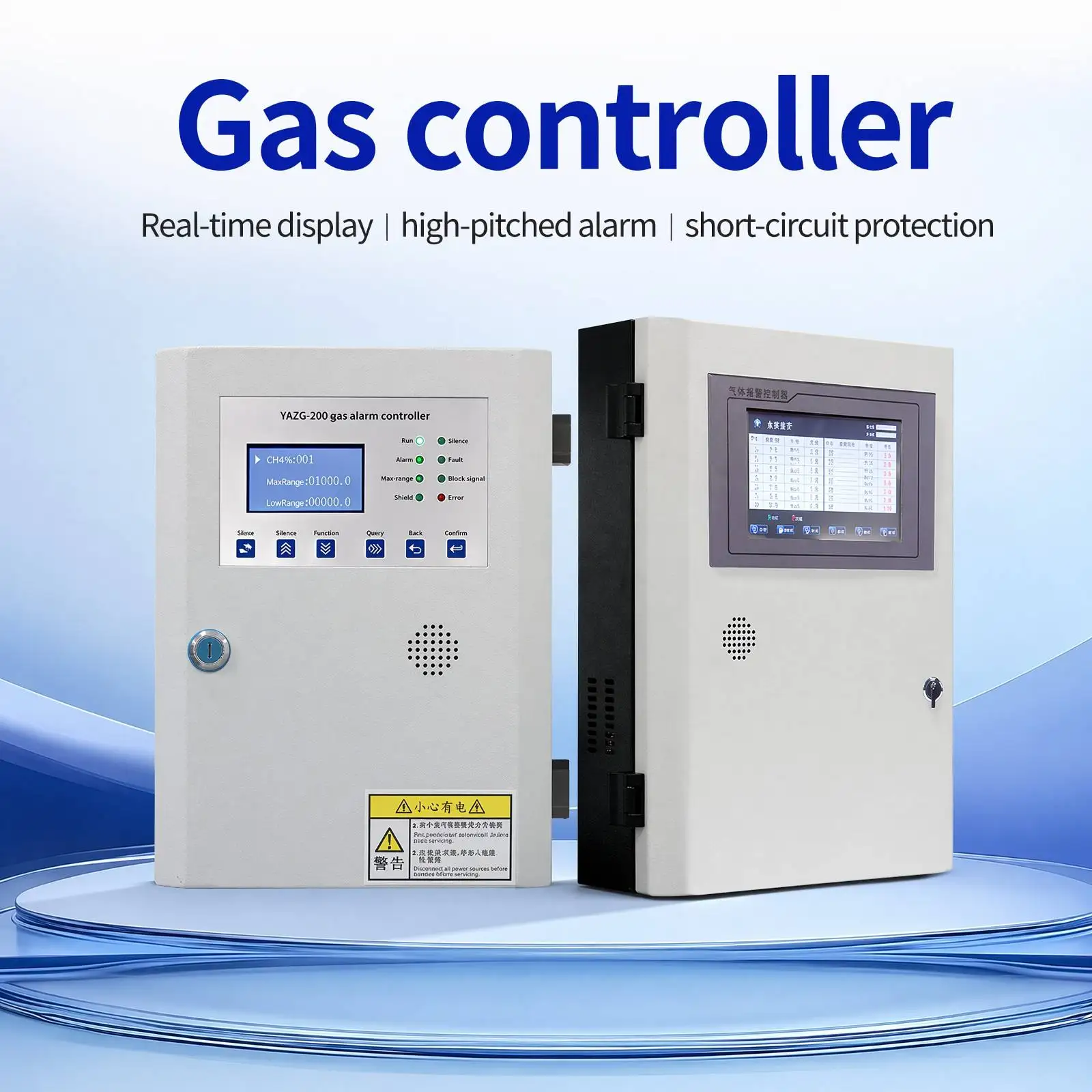 8 Channel Gas Alarm Controller for Gas Detector, RS485 Modbus Fixed Gas Leak Detector Control Panel with LCD Display 220VAC