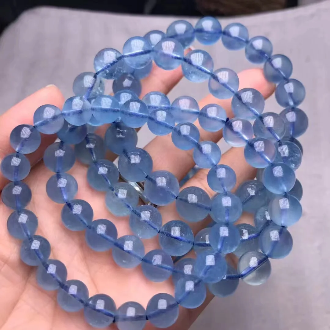 10mm round natural best quality aquamarine gemstone bracelet 222082