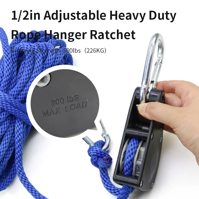 1/2 Inch 500lbs Rope Ratchet Tie Down For Hoisting Securing Large Loads