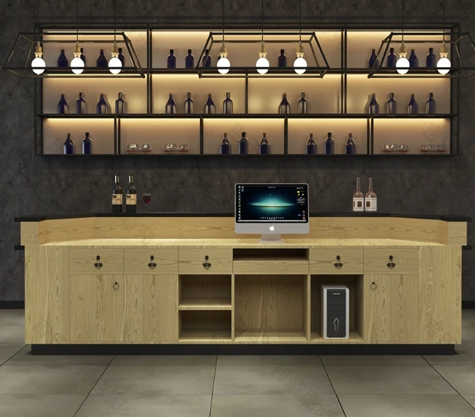 Modern Vintage Black Iron Bar Counter for Home & Kitchen