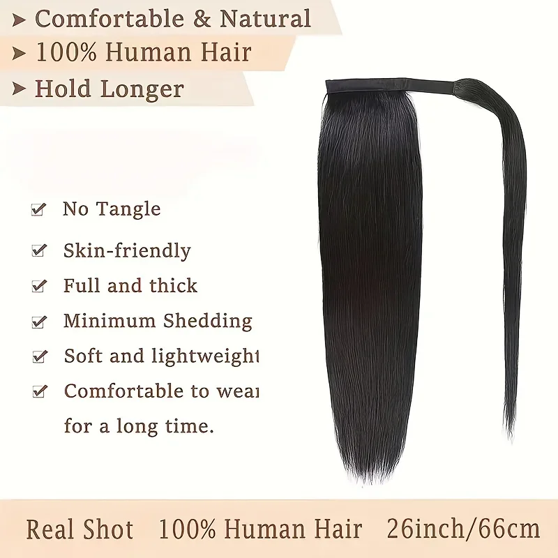 Extension per coda di cavallo Yaki liscia per capelli umani per donne Pasta magica 10-30 pollici_voghion.com