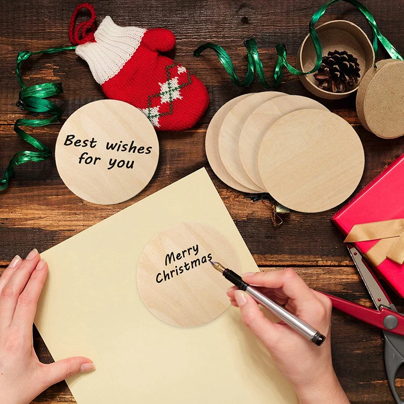 Необработанные круглые деревянные диски 4 дюйма, подставки для поделок своими руками, деревянные круги, круглые ломтики, картина для украшения дома