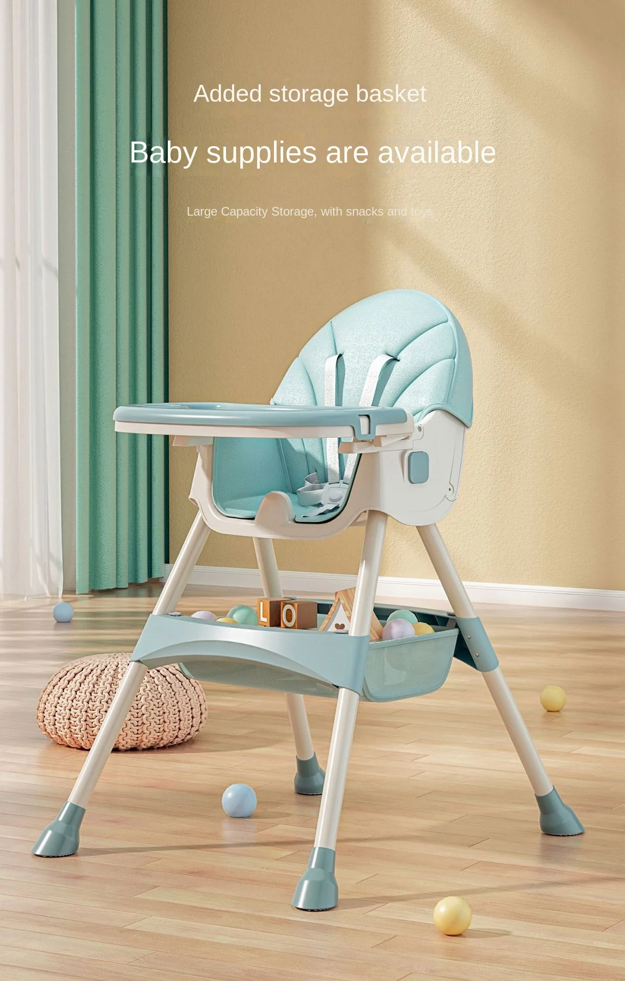 Childen's Plastic Dinning High Chairs Multifunction Portable Table