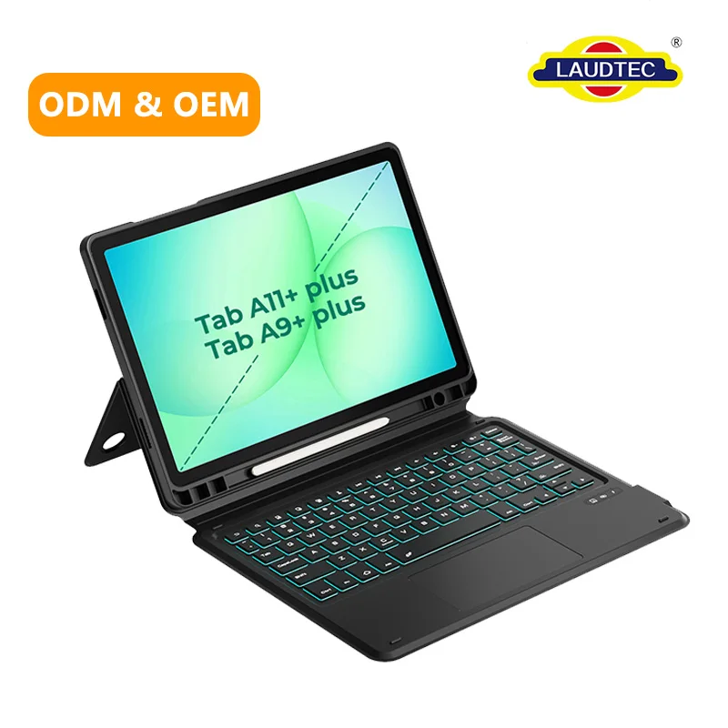 Wholesales Premium PU Leather 7-Color Backlight Tablet Case with Keyboard for Tab A11+ Plus &Tab A9+ Plus