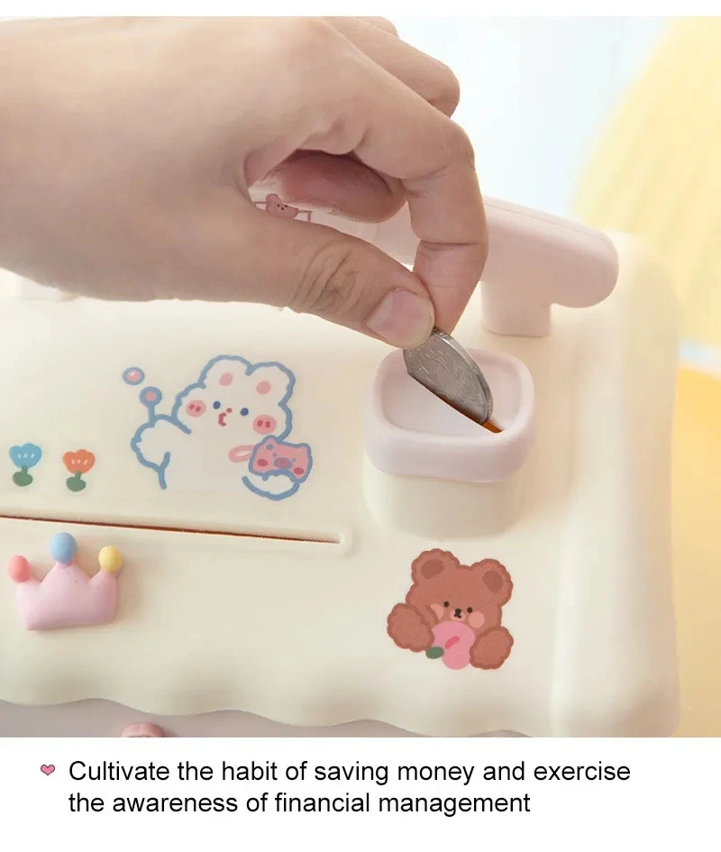 Ot-roductos para decoración de habitación de niños, Caja de Ahorro de plástico con dibujos animados, bloqueable