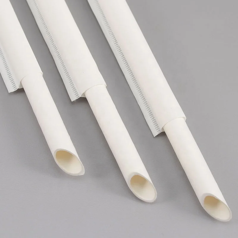 Disposable Eco-friendly Paper Bubble Tea Straws Individually Packaged Degradable Boba Bubble Tea Thick Straw