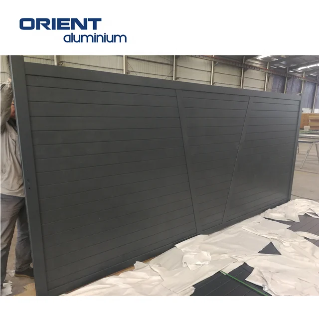 Powder Coating 6ft Tall Main Gate Designs Garden Privacy Aluminum Slat Fence Panels Electric Sliding Gate for House