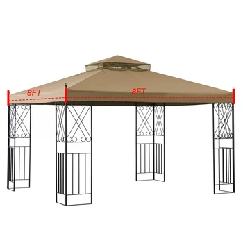 Haideng 8x8 patio soft gazebo replacement canopy top cover waterproof two tier backyard