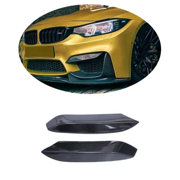 M P Style Splitter For BMW F80 M3 F82 F83 M4 2014+ Carbon Fiber Front Upper Bumper Trims cover