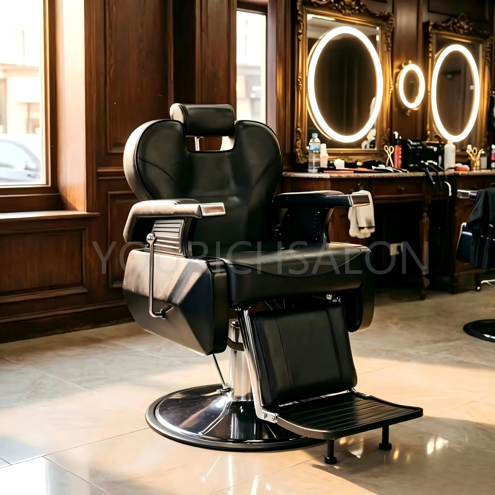 Modern Arm Chair for Barber Shop Reclining Salon Chair for Hair Stylist All-Purpose Hair Chair with PU Leather