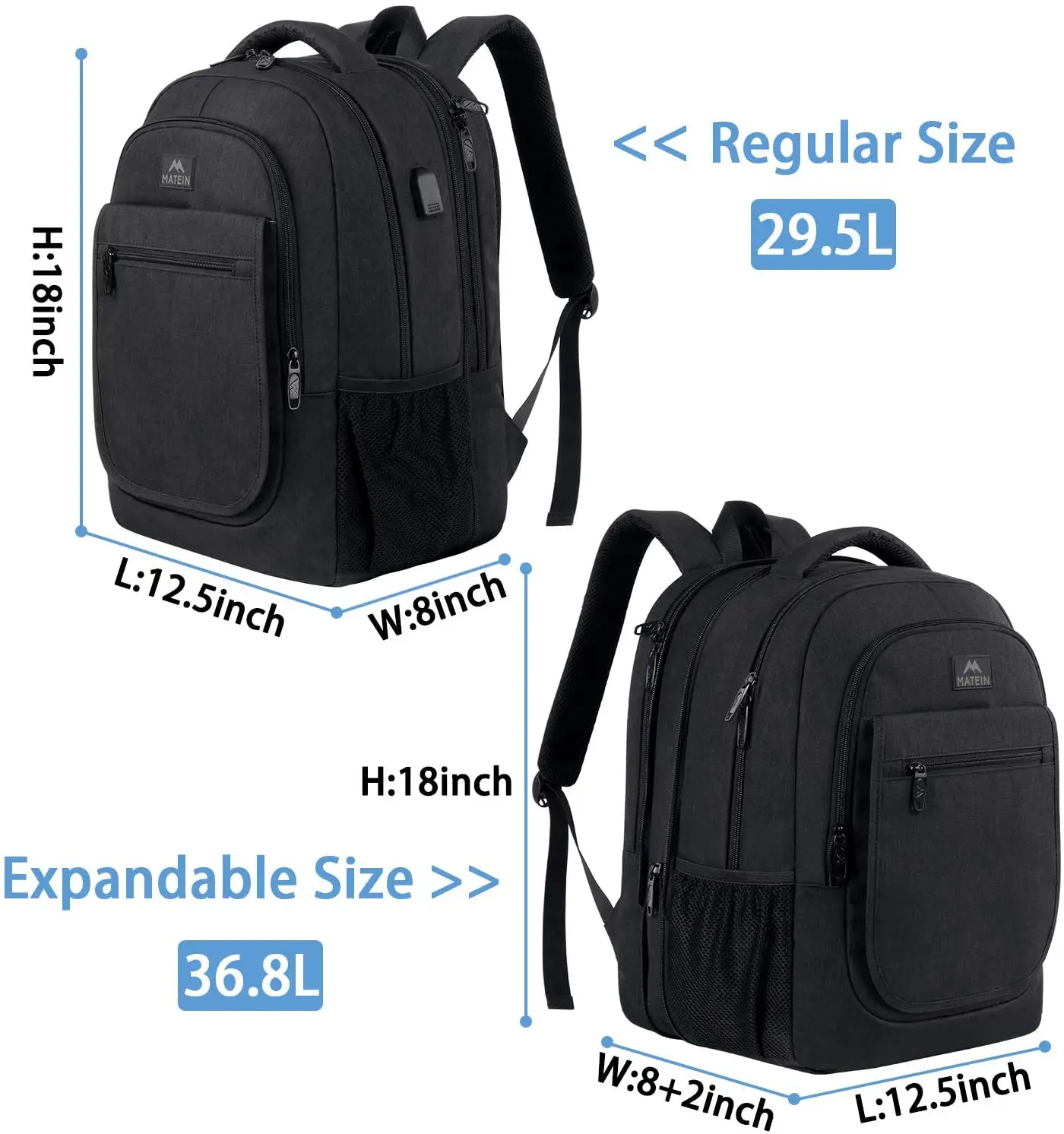 Matein Business Laptop Backpack Expandable Secure