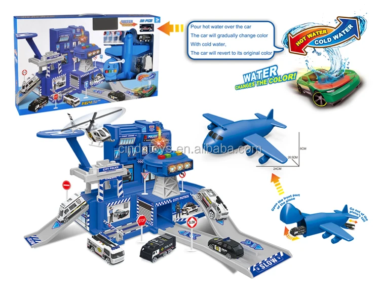 Модель автомобиля из литого под давлением в масштабе 1:64, Обучающие игрушки, трек «сделай сам», игрушечные машинки с транспортным самолетом, пластиковая игрушка для парковки для детей