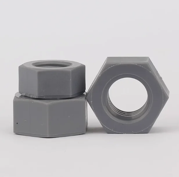 product professional standard in stock chemical resistant insulation polyvinyl chloride grey hex pvc nut-57