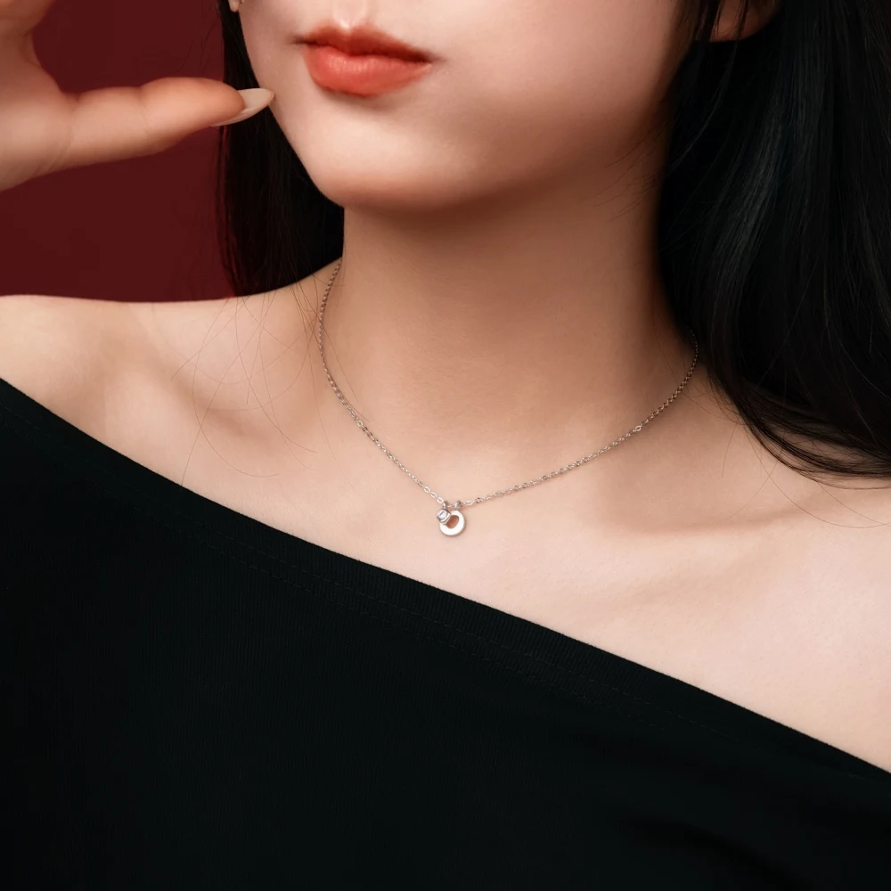 KAKODIY 5A Cubic Zirconia Initial Pendant Necklace Pendant Women's -O- Initial Chain Necklace 2 Colors 45cm New Design detail 5