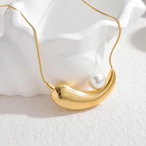 Unique Baroque Pearl Pendant Necklace 18k Gold Plated Stainless Steel Women Wholesale Trendy Jewelry Ins Chic Long Chain