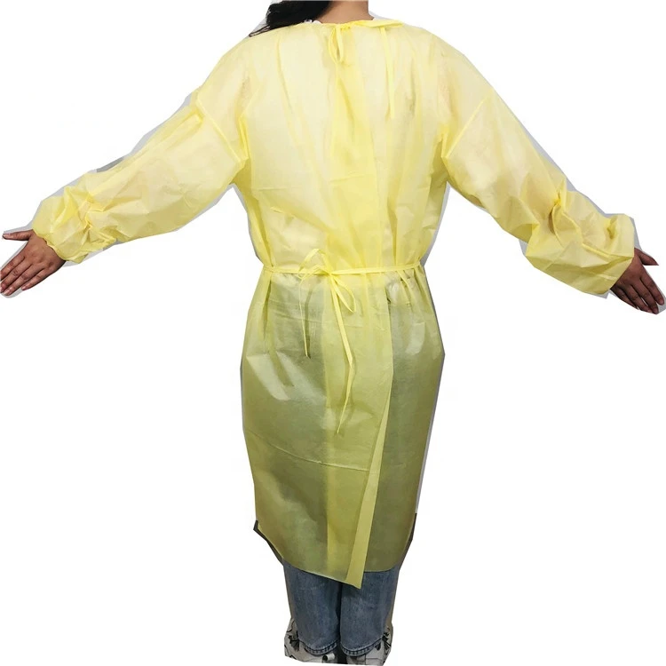 Hot Sale Yellow PP Non-Woven Fabric Disposable Knitted Cuff Isolation Suit manufacture