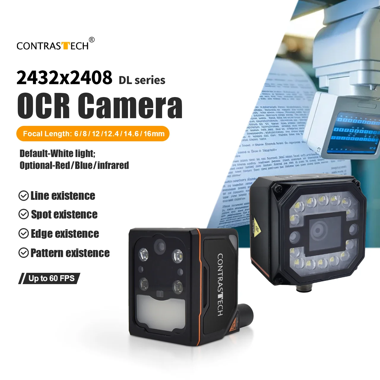 OCR Camera System AI Deep Learning RJ45 1216*1024 60fps