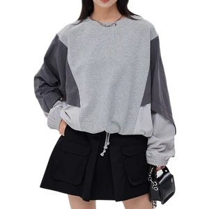 Wholesale Custom Spring Autumn Multi Color Contrast Women's Sweatshirts Long Batwing Sleeve Loose Baggy Top