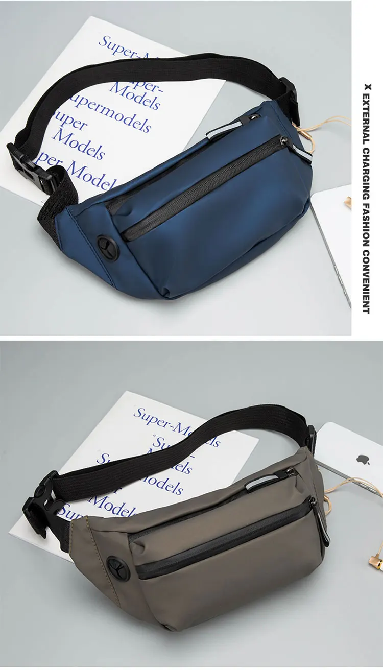 Wholesale Waterproof Pu Leather Waist Bag With Headphone Hole For Men ...