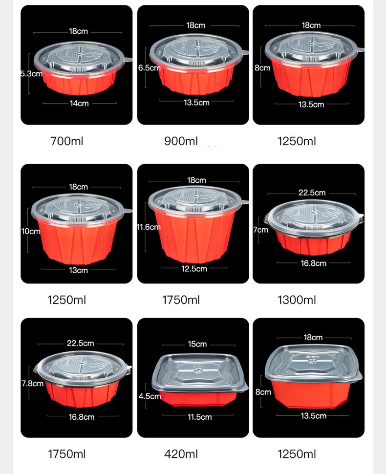 Disposable plastic lunch box thickened takeaway lunch packaging box soup bowl microwaveable Food Container details