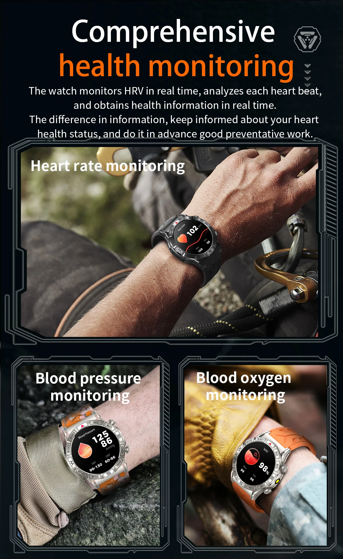 2026 KC80 Men Outdoor Relojes Smartwatch Flashlight 1ATM Waterproof BT Call Blood Oxygen Heart Rate Sport Amoled Smart Watch