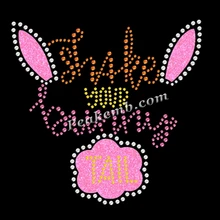 Wholesale Bling Cute Ribbet Happy Easter Holiday Rhinestone Transfers for t Shirts