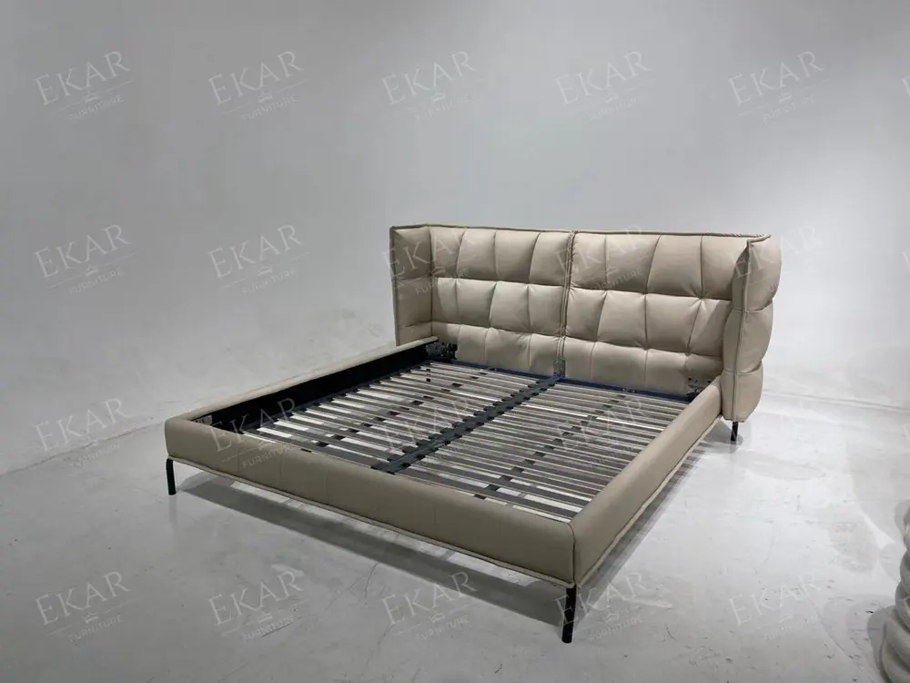 product metal frame bed screen  board wood combined bed frame-70