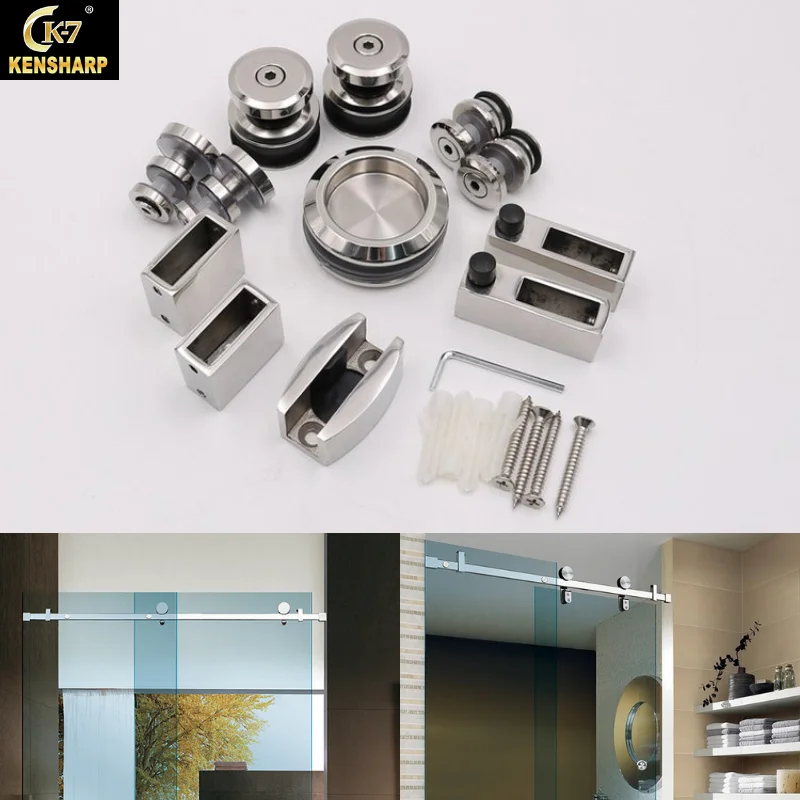Kensharp Square Guide Rail Track Assembly Accessories Sliding Glass Shower Door Hot Satin Polish Black Heavy Runner Wheels Track