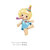 Globos de papel de aluminio con forma de niña y silbato de colores