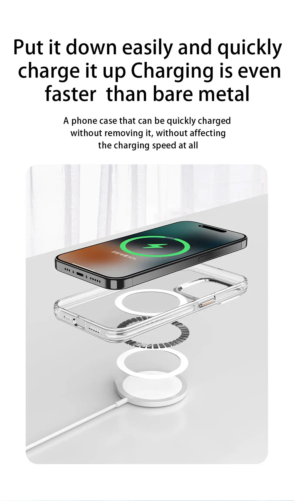 product clear case for iphone 15 14 13 12 plus pro max camera protector magnetic ring phone transparent hard pc  wls82 wlons-6