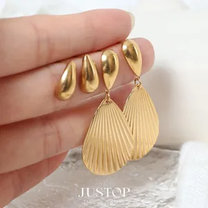 French Style 18K Gold Plated Stainless Steel Earrings for Women Simple Elegant Design for Party Trendy Fashion Jewelry