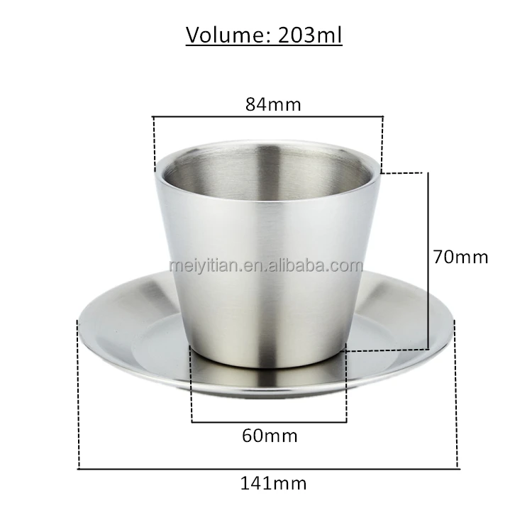 Espresso Double-walled Coffee Cups Espresso Cup Made Of Stainless Steel,  Insulated, With Saucer Set