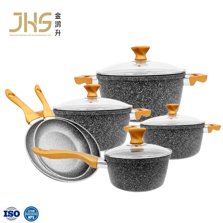 Factory Wholesale Marble Coating Inside Non Stick Kitchen Utensils Sets  Pots and Pans Forged Aluminum Cookware Set with Induction Bottom - China  Cookware and Casserole price