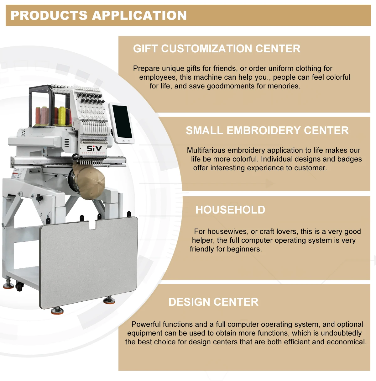 SIV High-Speed Automatic Single Head Embroidery Machine Flat Embroidery Computerized Machine Sale
