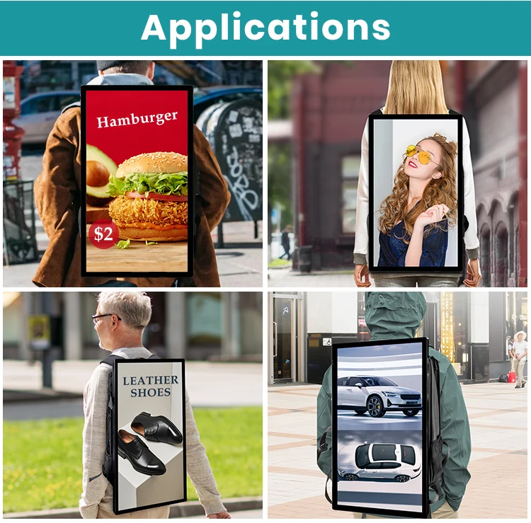 Mobile Digital Backpack Billboard Lcd Backpack Walking Billboard 21.5