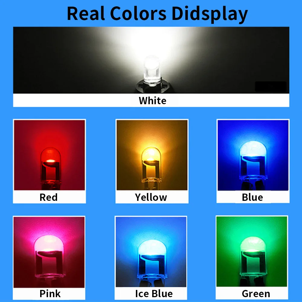 Infitary Glass Cob Led Bulb White Green Ice Blue Red Yellow 168 194 W5w ...