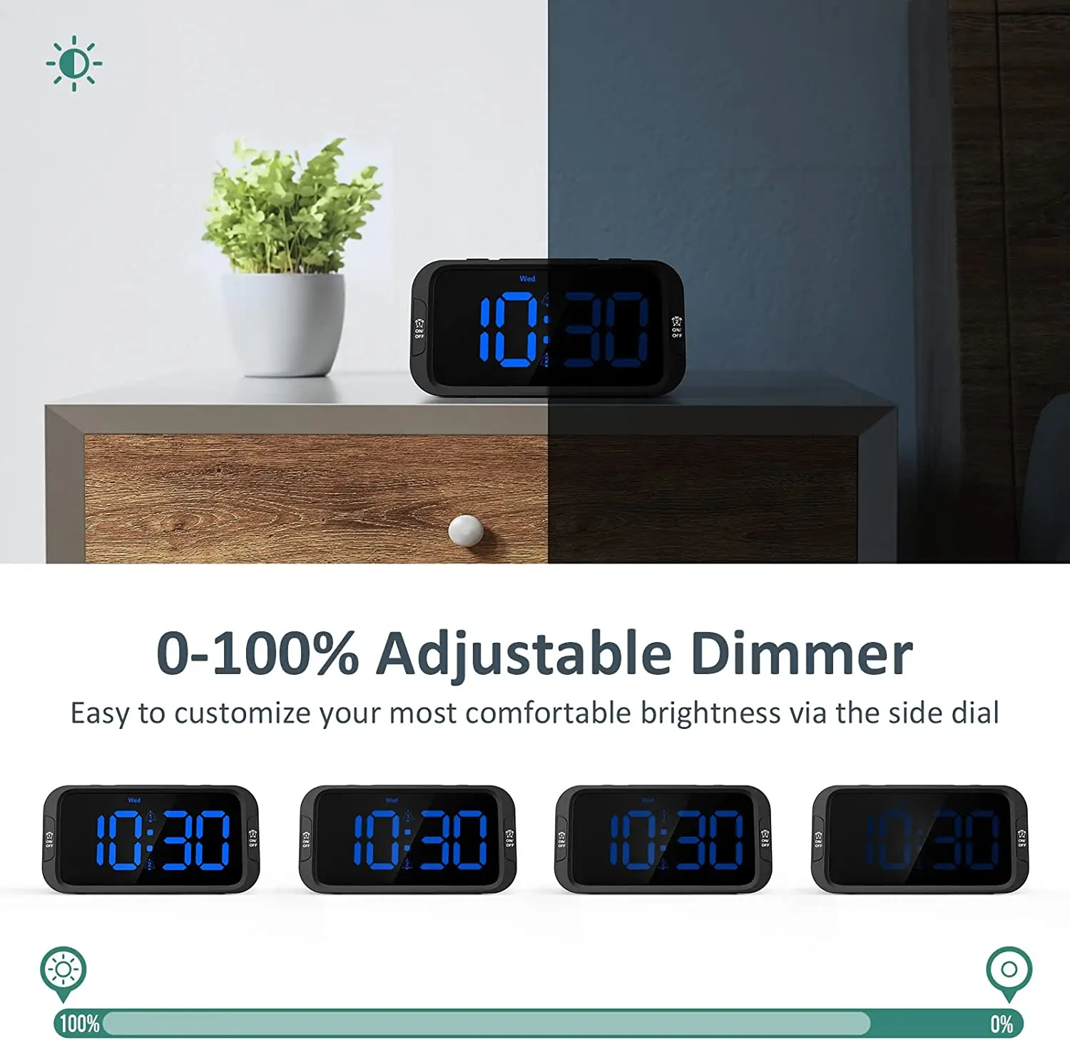 1.4 Inch Dual Alarm Clock 5 Nature Sounds Digital Fm Radio Dc 5v Usb