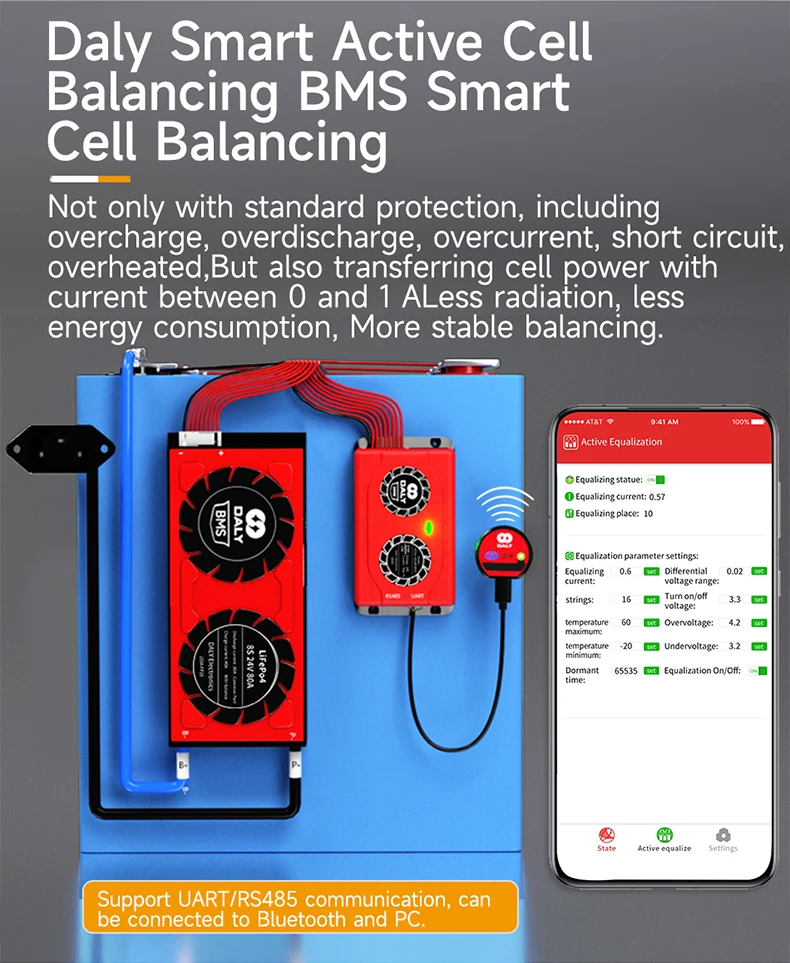 Daly Smart Bms Active Cell Balancer For Lifepo4 Lithium Battery Pack 16s 324s With Bt Smart Bms